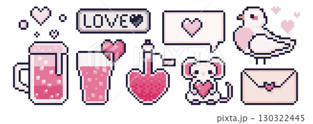Pixel Valentine day retro sprites 130322445