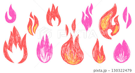 Fire and flame elements with graffiti texture 130322479