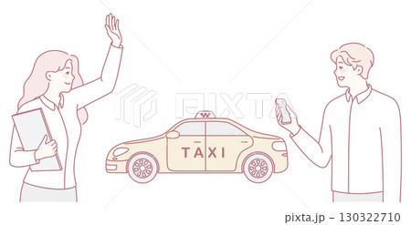 Taxi Hailing An Urban Transportation Illustration for Todays Vibrant City Life 130322710
