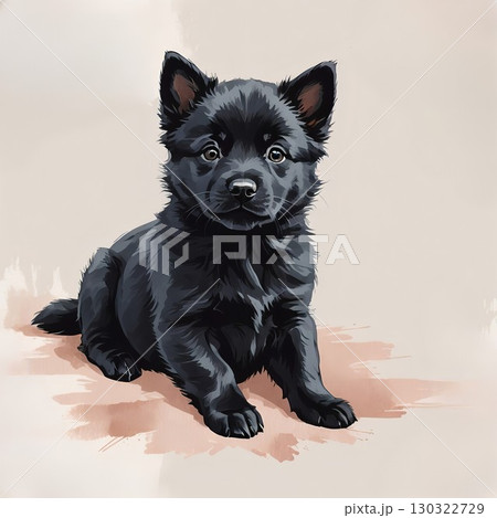 スキッパーキの子犬が座ってポーズをとる姿 スキッパーキの子犬が座ってポーズをとる姿 130322729