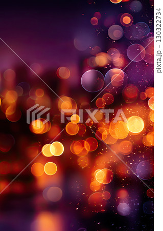 bokeh background in orange and purple colors, Halloween theme, blurred lights, soft dreamy texture, stock background 130322734
