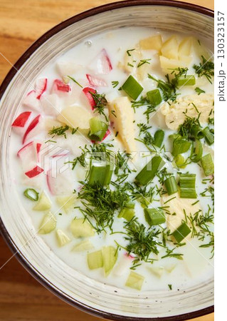 Enjoy a Refreshing Creamy Salad Soup that is made with Fresh Seasonal Vegetables and Herbs Enjoy a Refreshing Creamy Salad Soup that is made with Fresh Seasonal Vegetables and Herbs 130323157