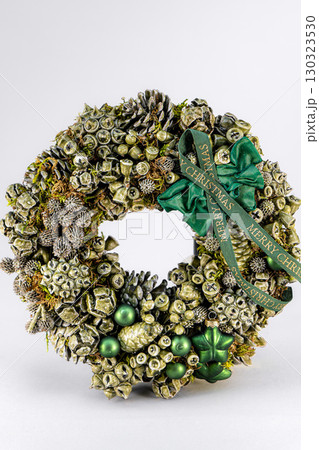 Christmas table composition. Beautiful decoration. Christmas trees, candles, stars, lights and elegant accessories. Merry Christmas and Happy Holidays, Template. Christmas table composition. Beautiful decoration. Christmas trees, candles, stars, lights and elegant accessories. Merry Christmas and Happy Holidays, Template. 130323530