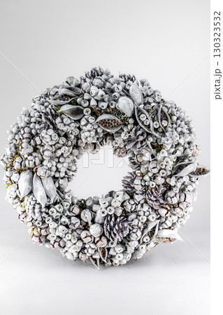 Christmas table composition. Beautiful decoration. Christmas trees, candles, stars, lights and elegant accessories. Merry Christmas and Happy Holidays, Template. Christmas table composition. Beautiful decoration. Christmas trees, candles, stars, lights and elegant accessories. Merry Christmas and Happy Holidays, Template. 130323532