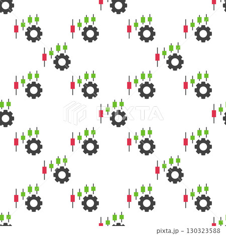 Cog Wheel with Candlestick Chart vector seamless pattern 130323588