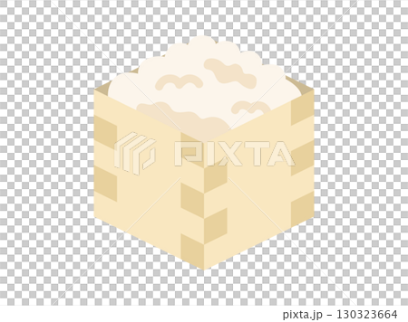 Illustration of a rice icon in a paulownia wood box Illustration of a rice icon in a paulownia wood box 130323664