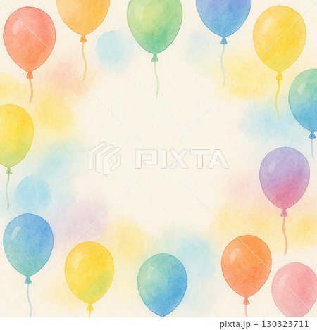 カラフルな風船のフレームイラスト 130323711