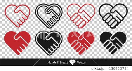 Handshake heart illustration set vector white background 130323734
