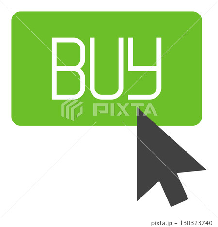 Green Buy Button with Mouse Click vector Crypto or Stock Trading icon or symbol 130323740