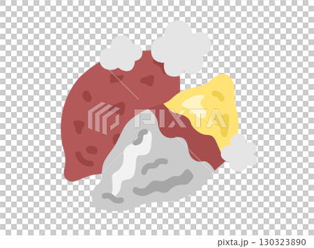 ホカホカの、銀紙に包まれた、焼き芋のアイコンのイラスト ホカホカの、銀紙に包まれた、焼き芋のアイコンのイラスト 130323890
