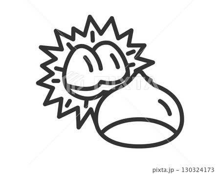 殻に包まれた、栗のアイコン（線画）のイラスト 130324173