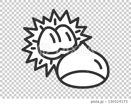 殻に包まれた、栗のアイコン（線画）のイラスト 130324173