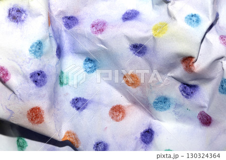 Crumpled paper with children's pencil crayon spotty polka dots background Crumpled paper with children's pencil crayon spotty polka dots background 130324364