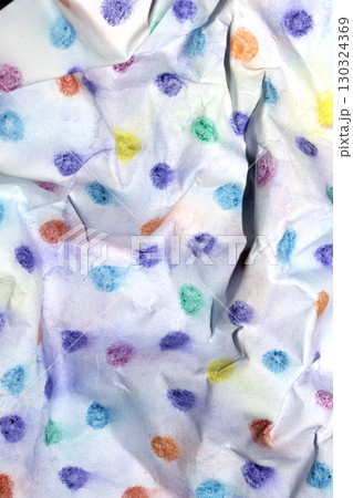 Crumpled paper with children's pencil crayon spotty polka dots background Crumpled paper with children's pencil crayon spotty polka dots background 130324369