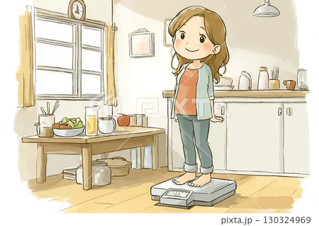 美優シリーズ:体重計に乗っている女性 美優シリーズ:体重計に乗っている女性 130324969