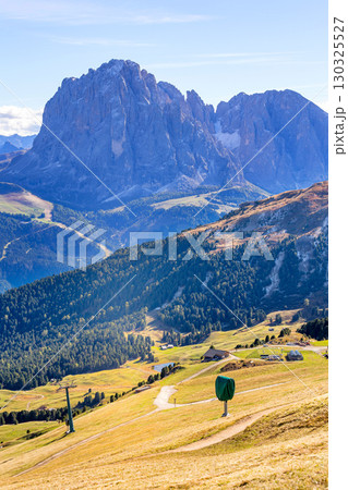 Seceda autumn valley landscape, Val Gardena, Italy 130325527
