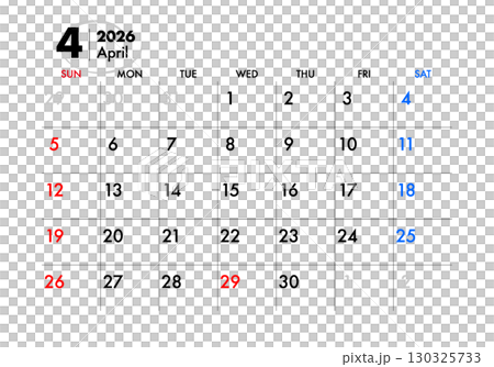 2026 Calendar April 130325733