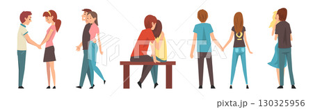 Young Man and Woman Couple Character in Love Vector Set Young Man and Woman Couple Character in Love Vector Set 130325956