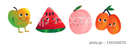 Different Cute Fruit Character with Smiling Face Vector Set Different Cute Fruit Character with Smiling Face Vector Set 130326078