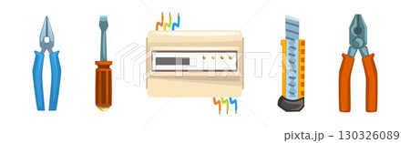 Electrician Instrument for Service and Fixing Light Vector Set Electrician Instrument for Service and Fixing Light Vector Set 130326089