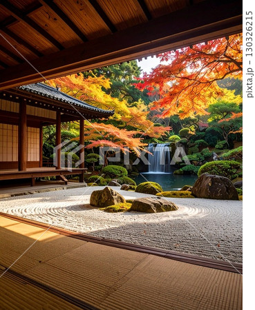 【AI生成画像】秋の京都の庭園風景 130326215