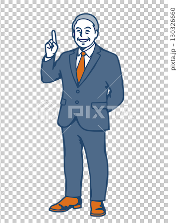 指を立てて説明する笑顔のシニアビジネスマン 130326660