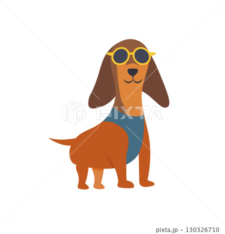 Cute dog illustration. Cute flat illustration in cartoon style 130326710