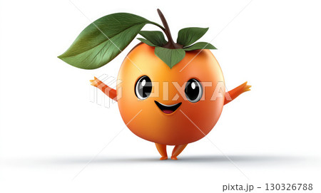 Persimmon with a cheerful face 3d character, transparent background Persimmon with a cheerful face 3d character, transparent background 130326788