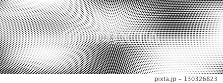 Halftone dot background with gradient effect. Simple black white point pattern. Geometric minimal digital design. Abstract vector illustration 130326823