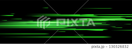 Abstract light speed effect lines on black background. Game futuristic shiny pattern with flowing bright green rays on dark. Modern technology vector illustration Abstract light speed effect lines on black background. Game futuristic shiny pattern with flowing bright green rays on dark. Modern technology vector illustration 130326832