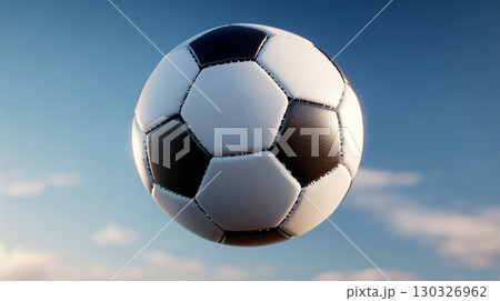 青空に浮かぶサッカーボール 130326962