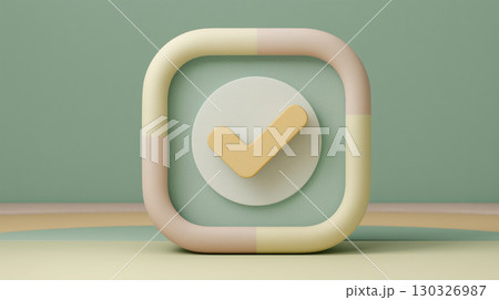 パステル調フラット表現のチェック入りアイコン 130326987