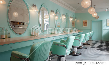 パステル基調のクラシック美容室内装空間デザイン パステル基調のクラシック美容室内装空間デザイン 130327038