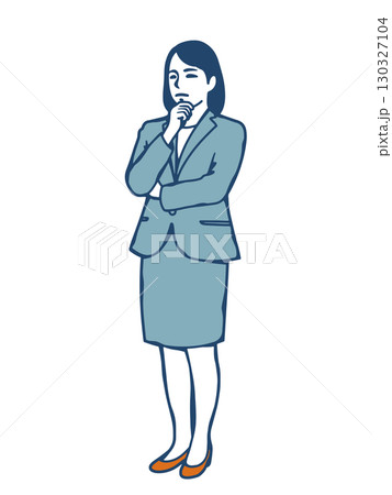 考え込むスーツ姿の女性ビジネスパーソン 130327104