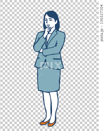 考え込むスーツ姿の女性ビジネスパーソン 130327104