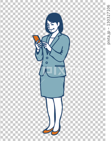 スマートフォンを操作するスーツ姿の女性ビジネスパーソン 130327106
