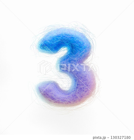 Wool felt font Number 3 THREE 3D 130327180