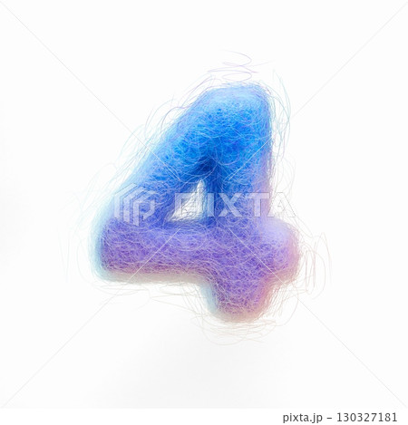 Wool felt font Number 4 FOUR 3D Wool felt font Number 4 FOUR 3D 130327181