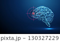 Abstract blue brains with target on frontal lobe. Brain disorders, medical treatment, targeted therapy, medical treatment, neuroscience concept. 130327229