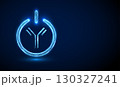 Abstract power button with antibody symbol inside. Activation of immune system, immunotherapy, biotechnology innovation, personalized medicine, biomedical device concept. 130327241