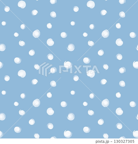 Hand-drawn illustration of a seamless pattern with scattered white spots of varying sizes on a light blue background Hand-drawn illustration of a seamless pattern with scattered white spots of varying sizes on a light blue background 130327305