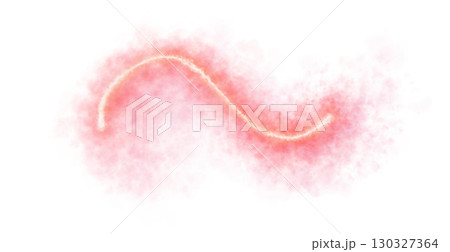 Glowing red light trail in smoke with curved wave shape on transparent background, abstract energy or magic visual effect 130327364