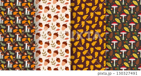 Collection of autumn forest seamless patterns Collection of autumn forest seamless patterns 130327491