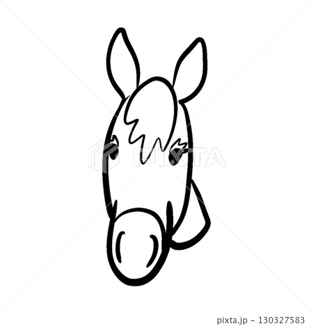 2026年の干支午年 お正月デザイン 馬のかわいい顔イラスト白塗り 130327583