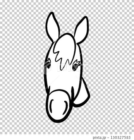 2026年の干支午年 お正月デザイン 馬のかわいい顔イラスト白塗り 130327583