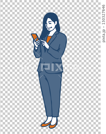 スマートフォンを操作するスーツ姿の女性ビジネスパーソン スマートフォンを操作するスーツ姿の女性ビジネスパーソン 130327646