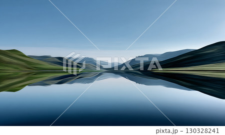 Free space nature background your decor. Blurred beach background green coconut palm trees. Sunny day blue sky and sunlight. Summer time. Beautiful nature sea ocean mountains and landscape, scenery 130328241