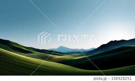 Free space nature background your decor. Blurred beach background green coconut palm trees. Sunny day blue sky and sunlight. Summer time. Beautiful nature sea ocean mountains and landscape, scenery 130328251