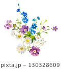 Watercolor Painting Style Wildflower Bouquet Colorful Floral Arrangement Illustration 130328609