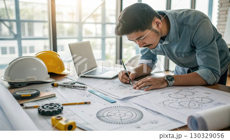 industrial engineer sketching new design for high fidelity project 130329056